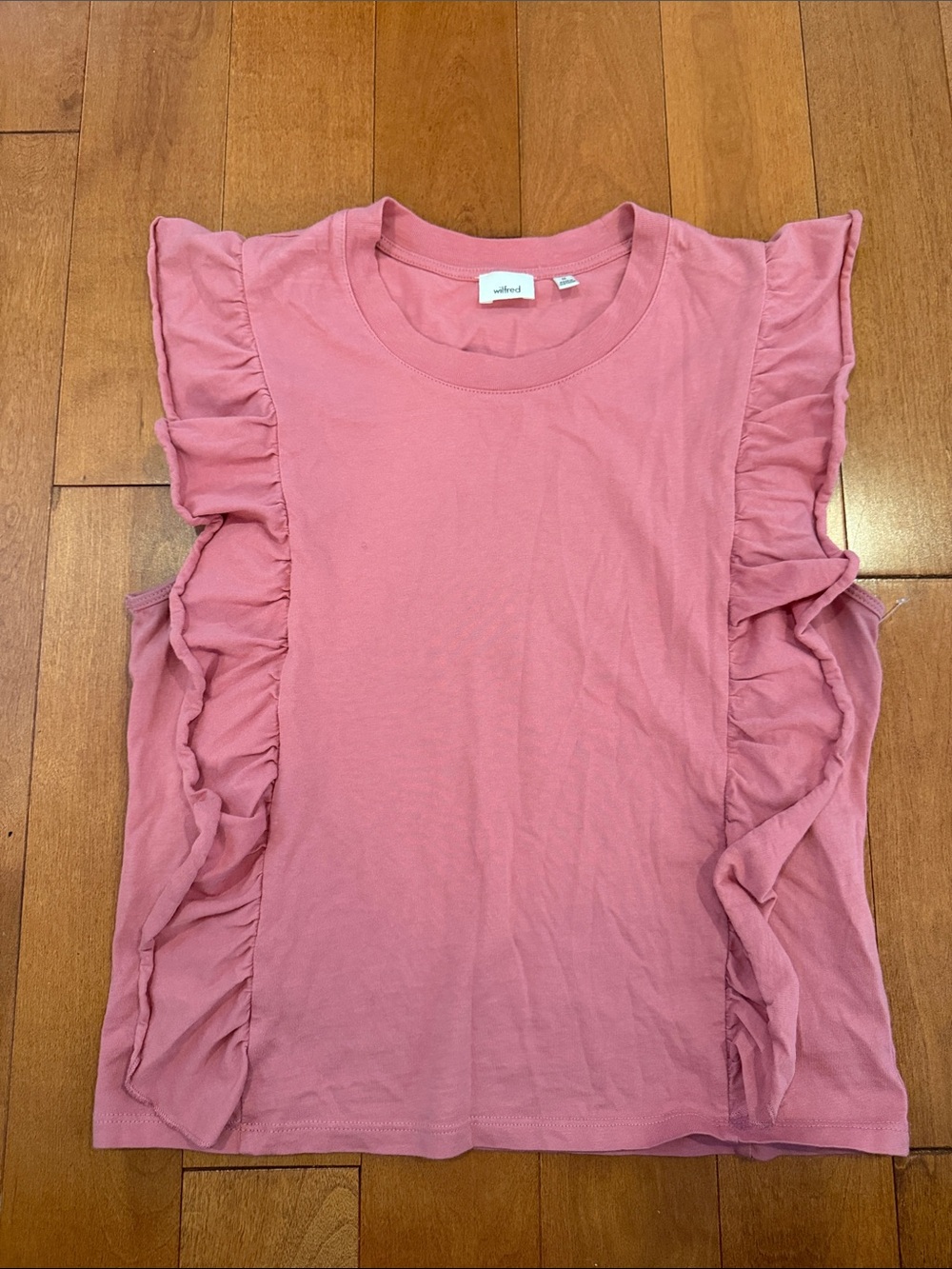 Wilfred Aritzia Pink Ruffle Sleeve T-Shirt Medium